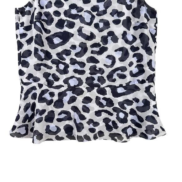 CAbi Leopard Animal Print Blouse Size S Violet Purple Peplum Chiffon Top 5536 - Picture 5 of 10